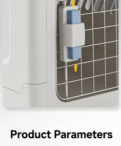 Close-up detail of a secure locking mechanism on a white pet airline carrier wire door
