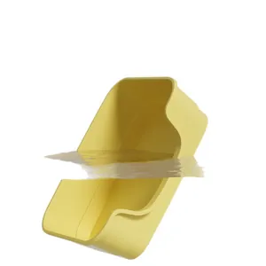 Extra large yellow open-top cat litter box with minimalist floating design