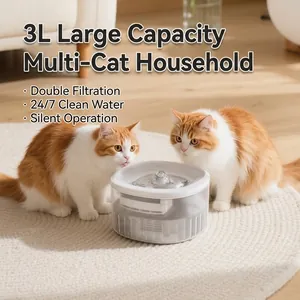 Fontaine à eau automatique 3L pour chats avec fonctionnement silencieux et double filtre