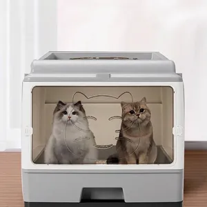 Extra large fully enclosed cat litter box with drawer design for multiple fat cats