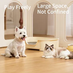 Durable white indoor pet playpen for dogs and cats with stylish arched door design