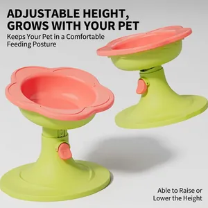 Gamelle ergonomique en forme de fleur à hauteur réglable pour chats et petits chiens