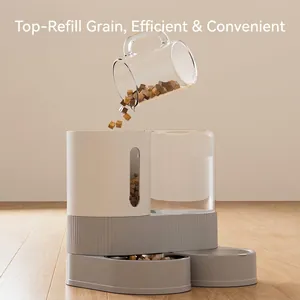 Fuente de agua y alimentador automático 2 en 1 para gatos y perros con doble tazón