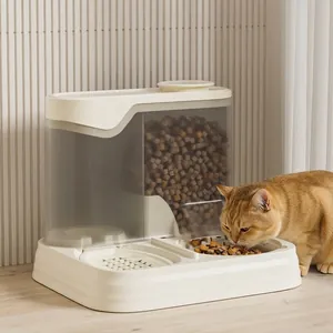 Automatische 2-in-1 Voerbak en Drinkbak Set Zwaartekracht Voedseldispenser Met Roestvrijstalen Keramische Bak Voor Katten En Kleine Honden