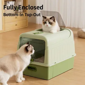 Jumbo Vollständig Geschlossenes Katzenklo Spritzwassergeschützt Schubladentyp Katzentoilette Großer Raum Faltbarer Katzen Sandkasten