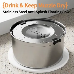 Stainless Steel Splash-Proof Floating Pet Water Bowl For Dogs Cats Large Capacity Non-Wetting Mouth Drinking Fountain Dispenser