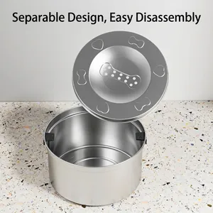 Durable stainless steel pet water fountain with detachable lid and bone pattern
