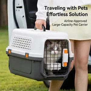 Trasportino per Animali Domestici Aereo Approvato Box Rigido per Gatti Cani Con Porta in Metallo Ventilato Gabbia da Viaggio Trasporto Auto