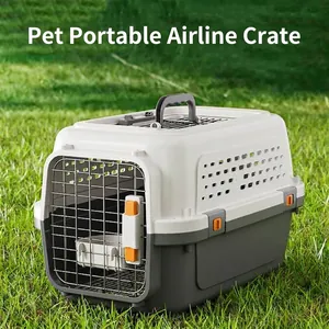 Caisse de Transport Aérien Portable Pour Chats Et Petits Chiens Approuvée IATA Cage En Plastique Rigide Respirante Pour Voyage Avion Voiture Avec Poignée Gamelle