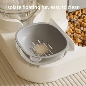Automatische voerbak voor huisdieren met grijs filter voor het verwijderen van haar