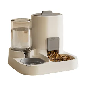 2-in-1 automatische voer- en waterbak voor katten en honden in minimalistisch beige