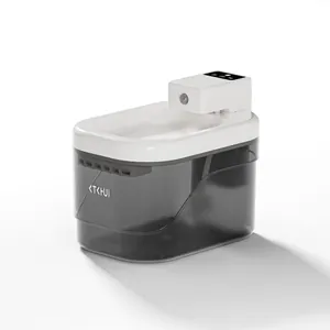 Fuente de agua automática inteligente para gatos con tanque transparente gris humo