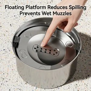 Stainless steel pet floating water bowl with non-splash design for cats and dogs