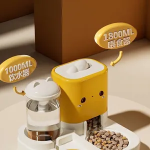 Automatic 2-in-1 pet feeder and waterer set with 1800ml food storage and 1000ml water