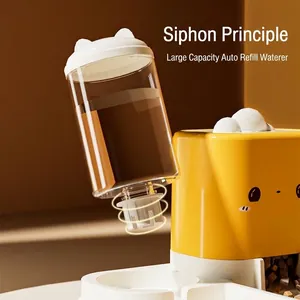 Automatic pet water dispenser and feeder combo with siphon system and cute design