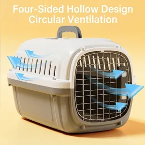 Caisse de transport portable pour chats et chiens avec design creux et ventilation