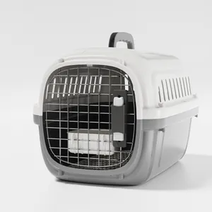 Caisse de transport pour animaux avec porte en métal et fentes de ventilation pour chats