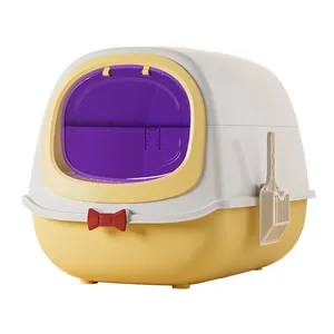 Extra large fully enclosed cat litter box with cute bow-tie design and matching scoop