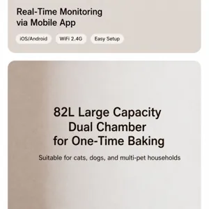 Détails techniques du séchoir intelligent pour animaux, capacité 82L et contrôle par application