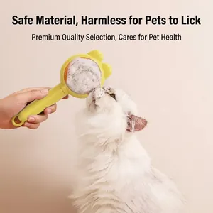 Gelbe Tierpflegebürste mit Hasenohren für Katzen und Hunde, ergonomischer Griff