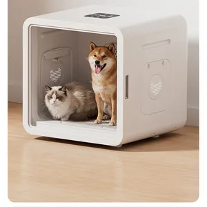 Espaciosa caja de secado inteligente para mascotas blanca con gato y perro para capacidad