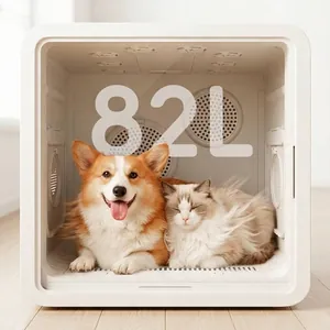 Caja de secado inteligente 82L para perros y gatos, secador automático silencioso de mascotas