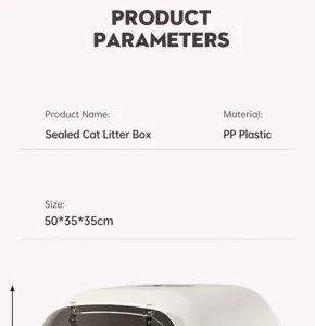 Details zu den Parametern der Katzentoilette, 50x35x35cm, langlebiges PP-Material