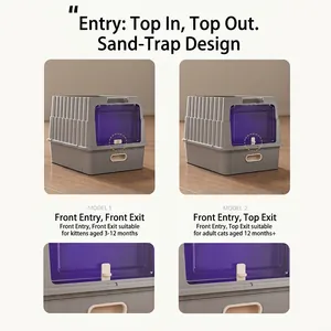 Maison de toilette pour chat XXL fermée avec tiroir et double entrée anti-projection