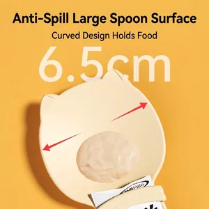 Cuillère d'alimentation jaune en forme de patte de chat pour friandises de 6,5 cm