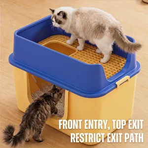 Arenero para gatos cerrado grande con entrada frontal y salida superior diseño