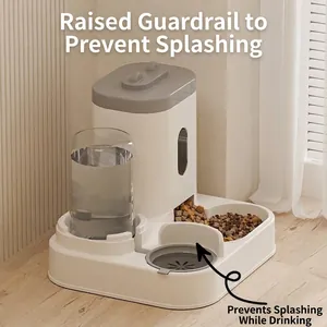 Distributore automatico 2 in 1 di cibo e acqua per animali con design paraspruzzi