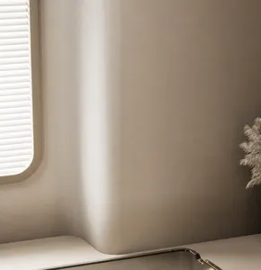 Detailed macro view of high-sided stainless steel wall on an open cat litter box