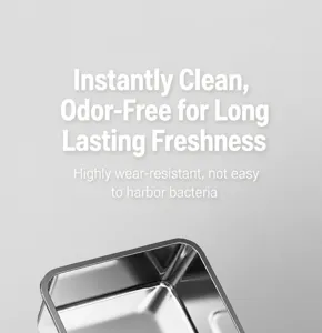 High-quality detail view of smooth polished interior of stainless steel cat litter box