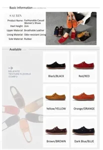 Options de couleurs et spécifications techniques pour mocassins décontractés respirants.