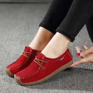 Chaussures Décontractées en Cuir Givré pour Femmes Confortables et Respirantes Style Coréen Bout Rond Talon Bas Baskets Mode Mocassins Antidérapants