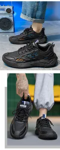 Vista dettagliata delle sneakers da uomo in mesh nere leggere e traspiranti con accenti