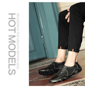 Men's outdoor leisure driving loafers in black featuring unique octopus sole design