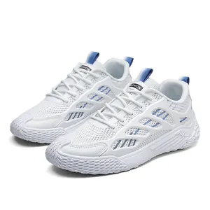 Scarpe da ginnastica traspiranti bianche e blu da uomo, calzature sportive leggere