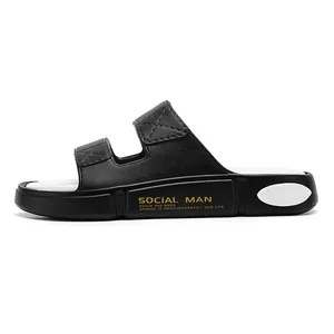 Stilvolle Herren-Sandalen in Schwarz mit Doppelriemen und rutschfester Sohle
