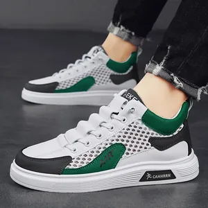 Scarpe da Board High-top da Uomo in Pelle Mesh Traspirante Patchwork Antiscivolo Estate Sneakers Casual Scarpe da Skate