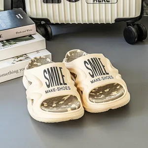 Bequeme Slipper mit dicker Sohle für Damen und Herren mit SMILE-Aufdruck für drinnen und draußen