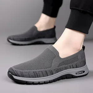 Scarpe da camminata da uomo in rete grigia traspirante senza lacci