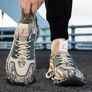Scarpe da corsa traspiranti da uomo con suole a piattaforma spesse ammortizzanti