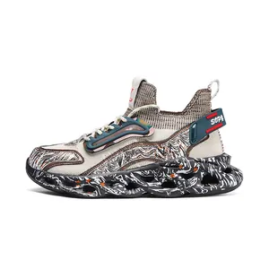 Scarpe da corsa fly-knit da uomo con suole spesse ammortizzanti e design alla moda trendy