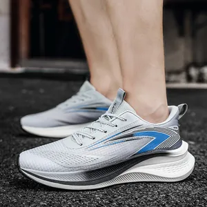 Lightweight breathable mesh running shoes with shock absorbing sole for men