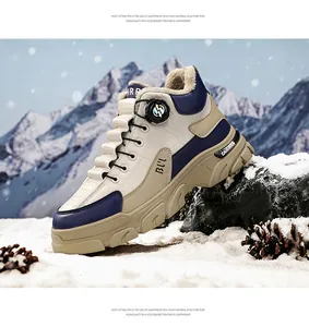 High-top men's winter work boot featuring rotating buckle and warm plush lining