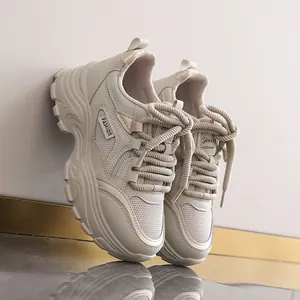 Women's Chunky Sneakers Fashion Thick Sole Breathable Mesh Patchwork Casual Sports Shoes Korean Style Dad Shoes For Ladies