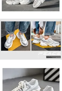 Detailed view of breathable mesh men's chunky sneakers featuring thick white sculpted soles.