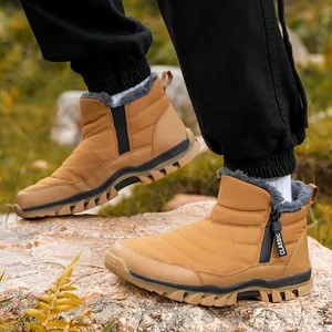 Waterproof men's winter snow boots with fleece lining and anti-slip rubber sole