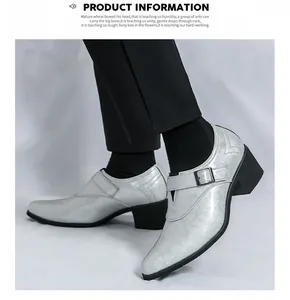 Herren-Abendschuhe mit Absatz, spitzer Kappe, Lackleder-Finish und Schnallendetail